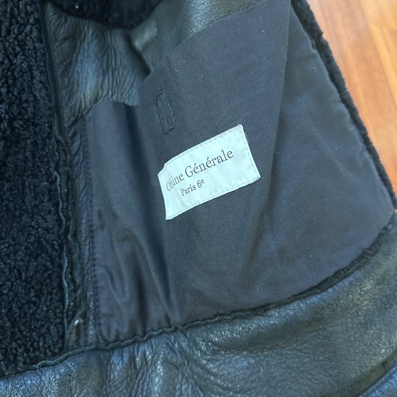 Officine Generale Lather + Fur Lined Bomber Jacket Size S - Picture 2 of 5